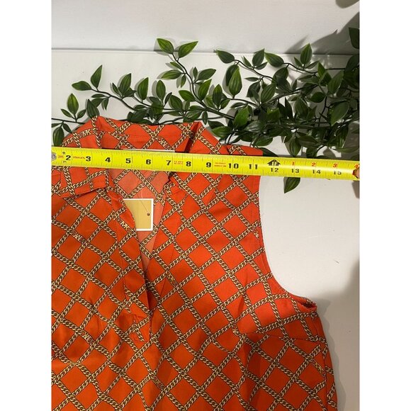 Michael Kors Womens Sleeveless Orange Top With Chain Print Size XS - Picture 10 of 15